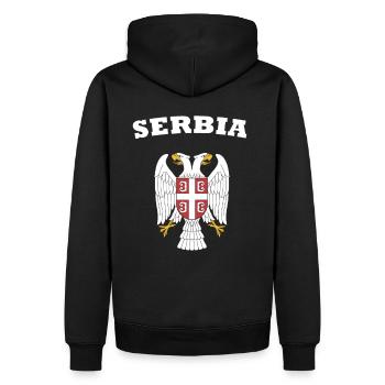 Serbien Srbija Adler Wappen Flagge Fahne - Männer Premium Bio Hoodie - Schwarz - Hinten - Nico (187cm)