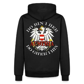 Österreich Austria do bin i her Wappen Adler - Männer Premium Bio Hoodie - Schwarz - Hinten - Nico (187cm)