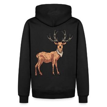 Hirsch in Retro Vintage Style - Männer Premium Bio Hoodie - Schwarz - Hinten - Nico (187cm)