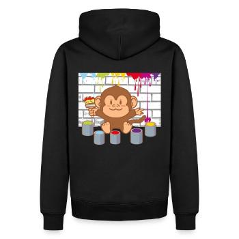 Kleiner Affe malen Künstler bunt Kinder Baby - Männer Premium Bio Hoodie - Schwarz - Hinten - Nico (187cm)