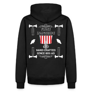 Flokis longships, Viking shipbuilding, Viking shirt - Men’s Premium Organic Hoodie - black - Back - Nico (187cm)