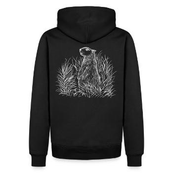 Murmeltier in den Alpen - Männer Premium Bio Hoodie - Schwarz - Hinten - Nico (187cm)