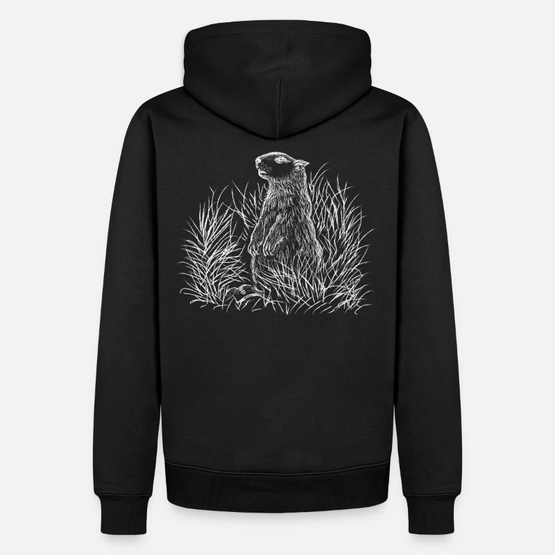Murmeltier in den Alpen - Männer Premium Bio Hoodie - Schwarz