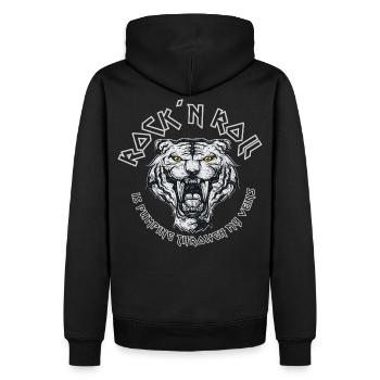 Rock 'n' Roll is pumping through my veins Geschenk - Männer Premium Bio Hoodie - Schwarz - Hinten - Nico (187cm)