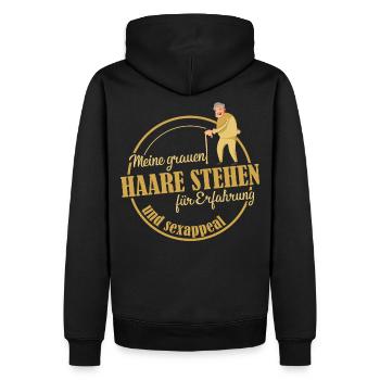 Opa graue Haare Sexappeal - Männer Premium Bio Hoodie - Schwarz - Hinten - Nico (187cm)