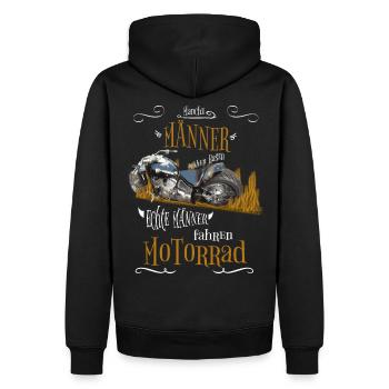 Real men ride a motorcycle - Men’s Premium Organic Hoodie - black - Back - Nico (187cm)
