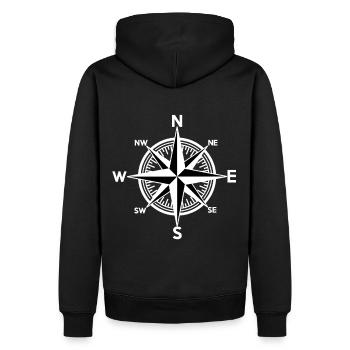 Weiß Windrose Kompass Nautik Richtung - Männer Premium Bio Hoodie - Schwarz - Hinten - Nico (187cm)