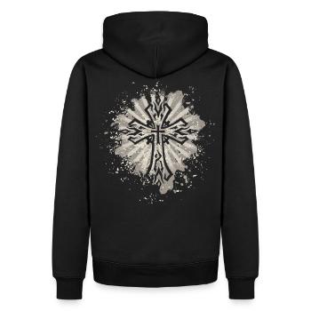 Kreuz - Männer Premium Bio Hoodie - Schwarz - Hinten - Nico (187cm)