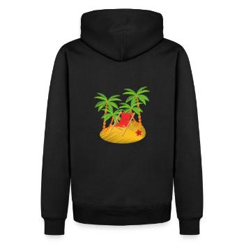 Palm trees beach - Men’s Premium Organic Hoodie - black - Back - Nico (187cm)