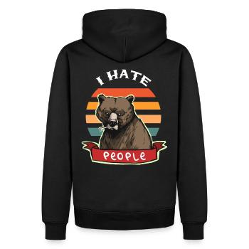I hate people - bear grizzly brown bear gift - Men’s Premium Organic Hoodie - black - Back - Nico (187cm)