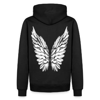 Engelsflügel Silber Weiß Engel Flügel Engelflügel - Männer Premium Bio Hoodie - Schwarz - Hinten - Nico (187cm)