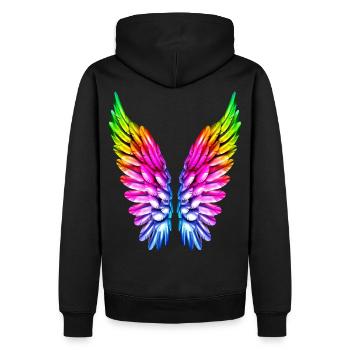 LGBT Arc-en-ciel Ailes angéliques Gay Lesbienne Lesbienne - Sweat à capuche Premium bio Homme - noir - Dos - Nico (187cm)