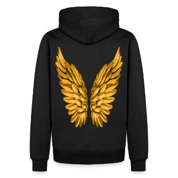 Ailes angéliques or Aile d’or Ange Aile ange - Sweat à capuche Premium bio Homme - noir - Dos - Nico (187cm)