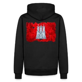 Hamburg Fahne / Flagge vintage use look - Männer Premium Bio Hoodie - Schwarz - Hinten - Nico (187cm)