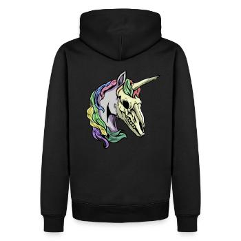 cool creepy unicorn skull skeleton - Men’s Premium Organic Hoodie - black - Back - Nico (187cm)