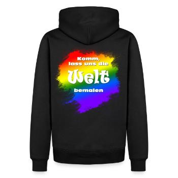 Komm, lass uns die Welt bemalen - Männer Premium Bio Hoodie - Schwarz - Hinten - Nico (187cm)