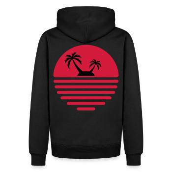 81 Soleil île de la mer palmiers - Sweat à capuche Premium bio Homme - noir - Dos - Nico (187cm)