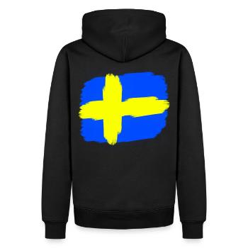 Drapeau suédois Idée cadeau Suède - Sweat à capuche Premium bio Homme - noir - Dos - Nico (187cm)