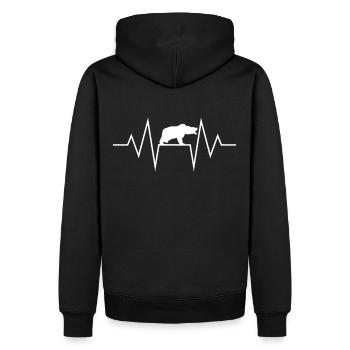 Bär Herzschlag - Männer Premium Bio Hoodie - Schwarz - Hinten - Nico (187cm)