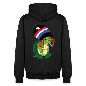 Chillkröte - Männer Premium Bio Hoodie - Schwarz - Hinten - Nico (187cm)