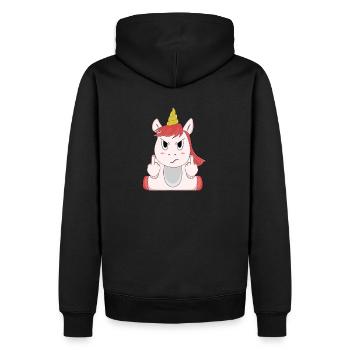 Angry Unicorn Süßes Saures Einhorn Böses Geschenk - Männer Premium Bio Hoodie - Schwarz - Hinten - Nico (187cm)