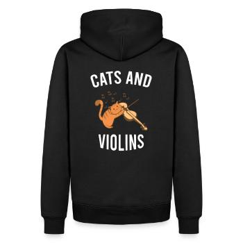 Cats And Violins Chats Et Violons Chats Violon - Sweat à capuche Premium bio Homme - noir - Dos - Nico (187cm)