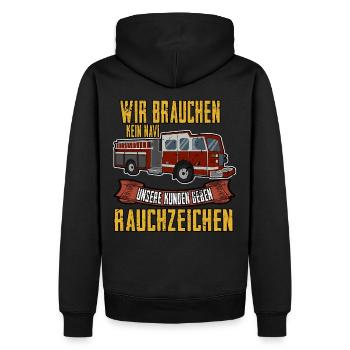Feuerwehr Rauchzeichen Feuerwehrteam Bergungsteam - Männer Premium Bio Hoodie - Schwarz - Hinten - Nico (187cm)