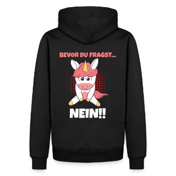 Bevor Du Fragst NEIN Böse Einhorn Mad Unfreundlich - Männer Premium Bio Hoodie - Schwarz - Hinten - Nico (187cm)