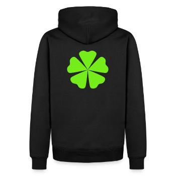 Symbol Kleeblatt Symbole Glückspilz - Männer Premium Bio Hoodie - Schwarz - Hinten - Nico (187cm)