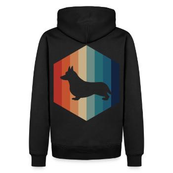 Corgi Vintage Hexagon - Männer Premium Bio Hoodie - Schwarz - Hinten - Nico (187cm)