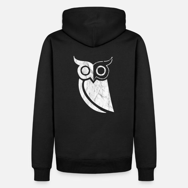 Eule Uhu - Männer Premium Bio Hoodie - Schwarz