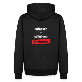 Devise Du Festival Toucher Interdit Festival Fête - Sweat à capuche Premium bio Homme - noir - Dos - Nico (187cm)
