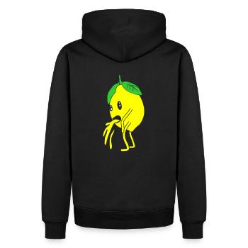 Zitrone Zitronenmotiv Citron Limonette Limone - Männer Premium Bio Hoodie - Schwarz - Hinten - Nico (187cm)
