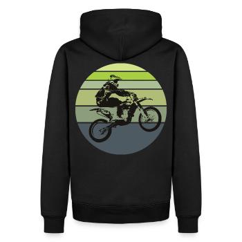 Motocross Retro - Männer Premium Bio Hoodie - Schwarz - Hinten - Nico (187cm)