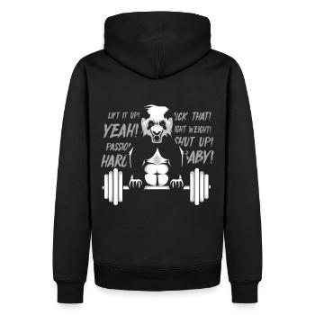 Fitness Freak Panda Bodybuilding Entraîneur - Sweat à capuche Premium bio Homme - noir - Dos - Nico (187cm)