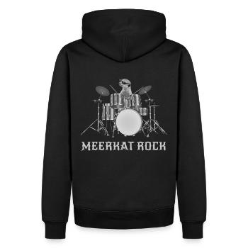 Erdmännchen spielt Schlagzeug Metal Rock Geschenk - Männer Premium Bio Hoodie - Schwarz - Hinten - Nico (187cm)