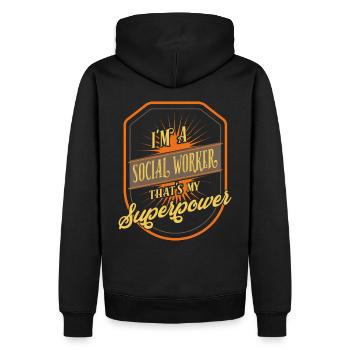 travailleur social - Sweat à capuche Premium bio Homme - noir - Dos - Nico (187cm)