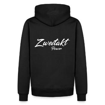 zweitakt power - Männer Premium Bio Hoodie - Schwarz - Hinten - Nico (187cm)