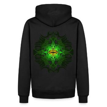 Motif mandala psychédélique vert Goa Psytrance - Sweat à capuche Premium bio Homme - noir - Dos - Nico (187cm)