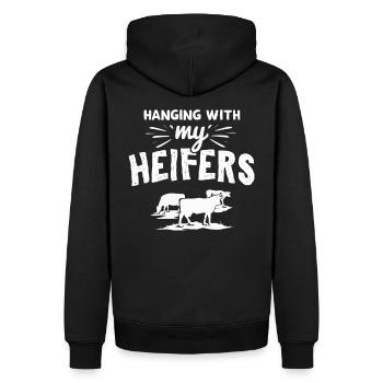 Cadeau de vaches fermières - Sweat à capuche Premium bio Homme - noir - Dos - Nico (187cm)