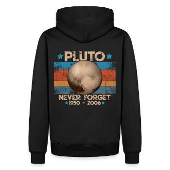 Never Forget Pluto Lustiges Planet Pluto Shirt - Männer Premium Bio Hoodie - Schwarz - Hinten - Nico (187cm)