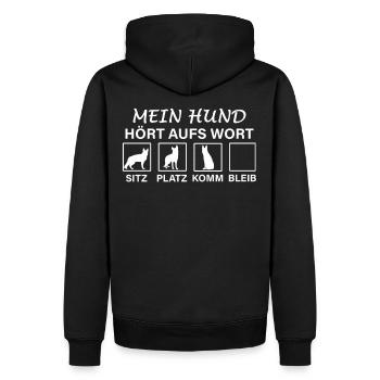Mein Hund hört aufs Wort Deutscher Schäfer - Männer Premium Bio Hoodie - Schwarz - Hinten - Nico (187cm)