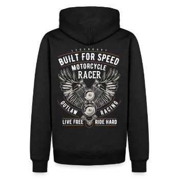 Moteur de motard de course de moto - Sweat à capuche Premium bio Homme - noir - Dos - Nico (187cm)