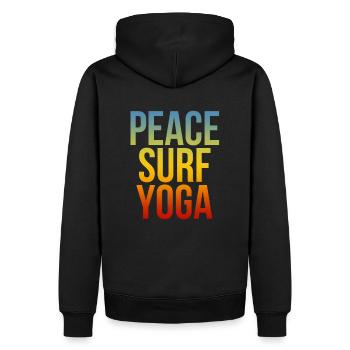 Peace Surf Yoga - Männer Premium Bio Hoodie - Schwarz - Hinten - Nico (187cm)