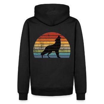 Cadeau rétro de Wolf Silhouette Vintage Animal Protection - Sweat à capuche Premium bio Homme - noir - Dos - Nico (187cm)
