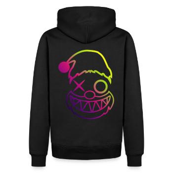 XMas Raveface Santa Techno EDM Electro Weihnachten - Männer Premium Bio Hoodie - Schwarz - Hinten - Nico (187cm)