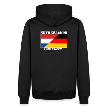 Allemagne, Pays-Bas Hollande, amitié, drapeau - Sweat à capuche Premium bio Homme - noir - Dos - Nico (187cm)