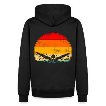 Vintage Retro Swimming Swimmer Butterfly Swim - Men’s Premium Organic Hoodie - black - Back - Nico (187cm)