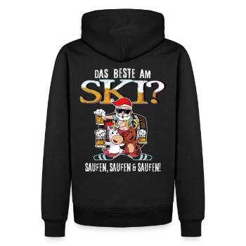 Das Beste am Ski? Saufen! Team Shirt - Männer Premium Bio Hoodie - Schwarz - Hinten - Nico (187cm)