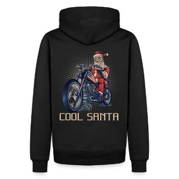Weihnachtsmann Biker Weihnachten Motorrad Geschenk - Männer Premium Bio Hoodie - Schwarz - Hinten - Nico (187cm)